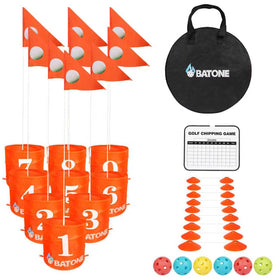 BATONE golf game bucket set in backyard for easy family fun