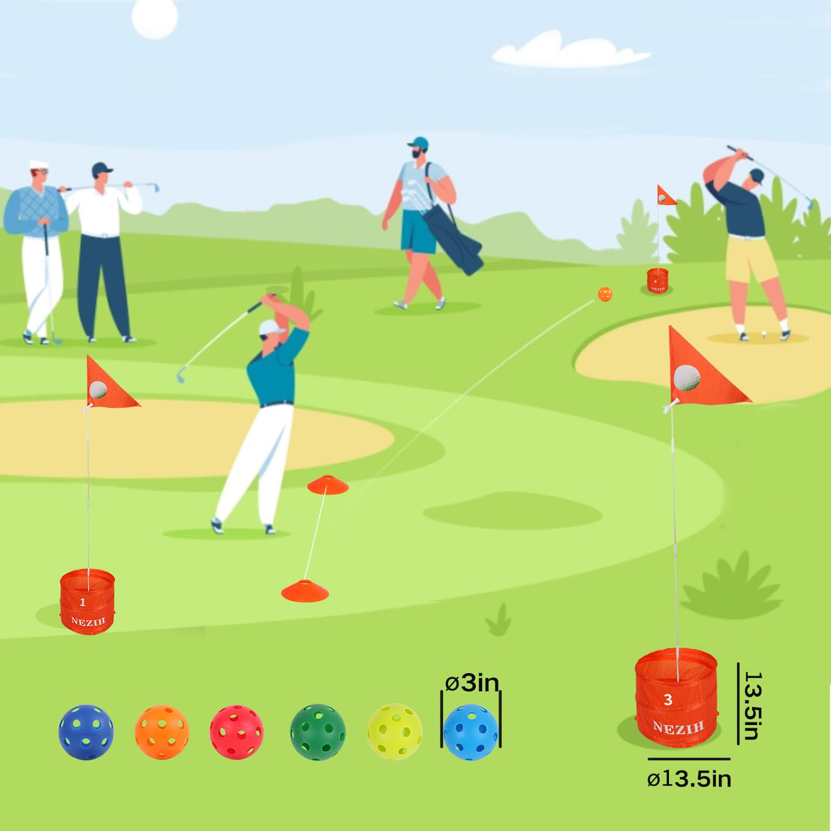 BATONE Golf Game portable carry bag enables quick setup anywhere you play