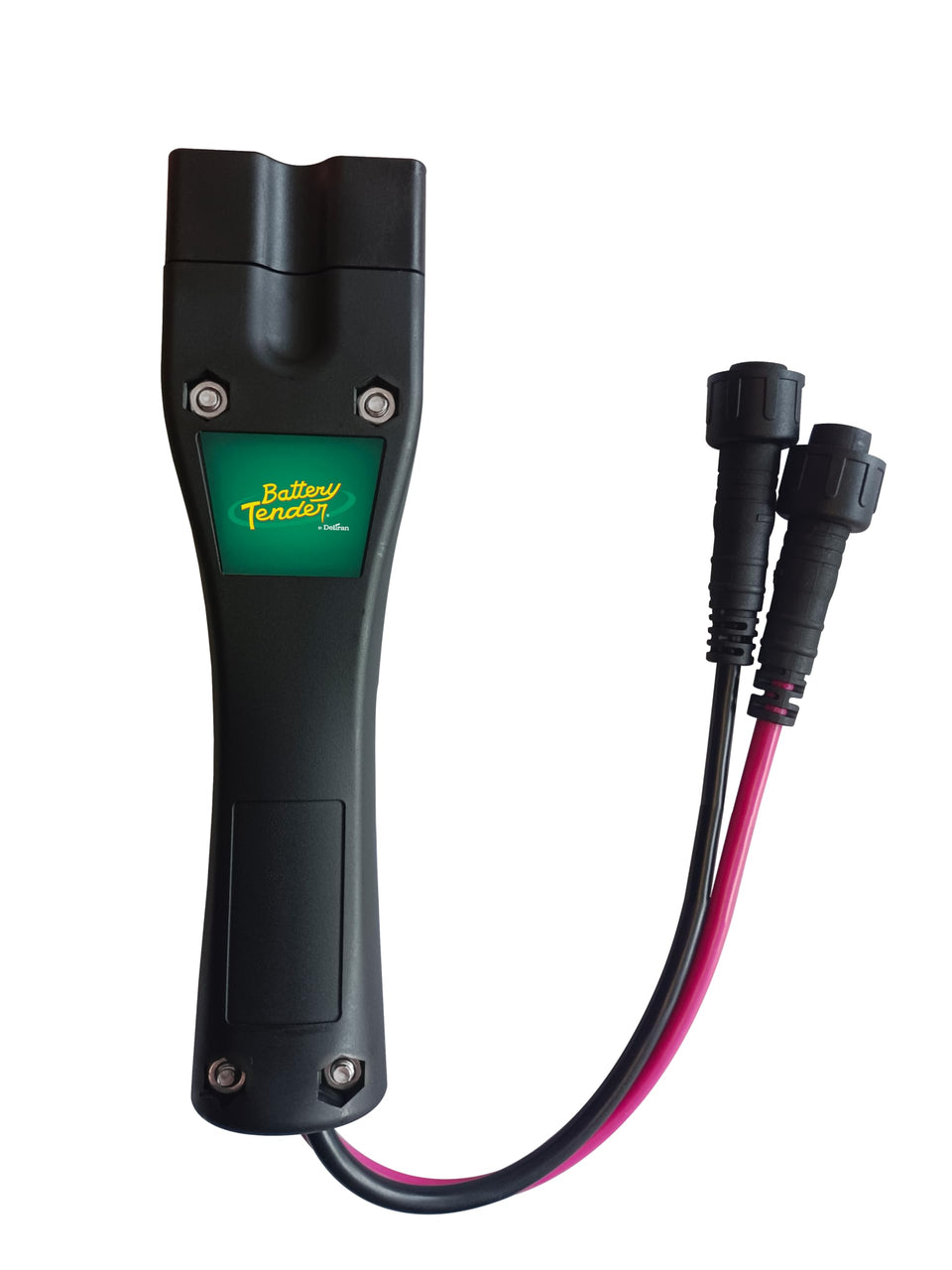 Battery Tender 48V DC plug with E-Z-GO TXT/RXV 3-pin triangle handle for reliable charging.