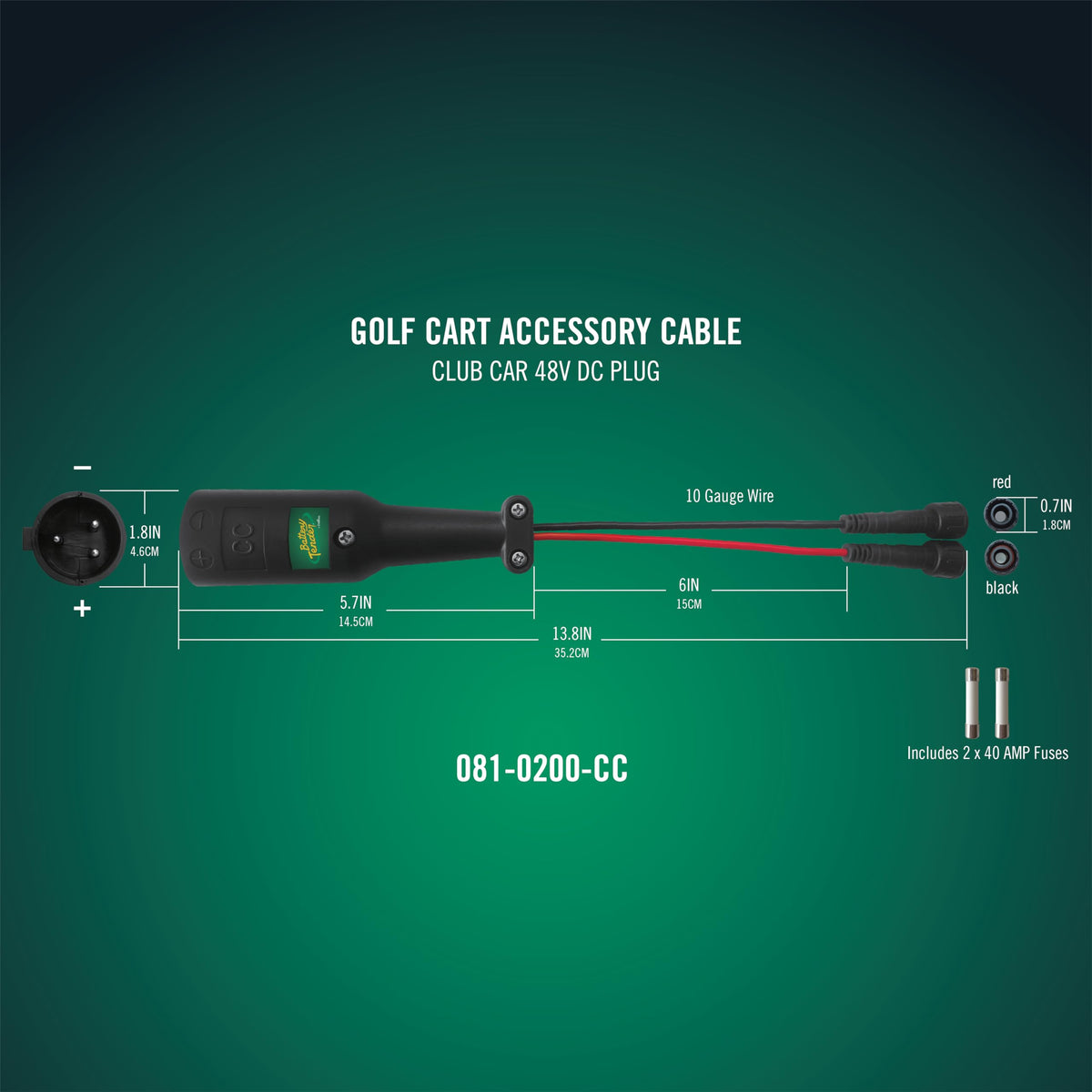 Battery Tender PowerPlus charger connection cable enabling easy installation and secure power for golf carts