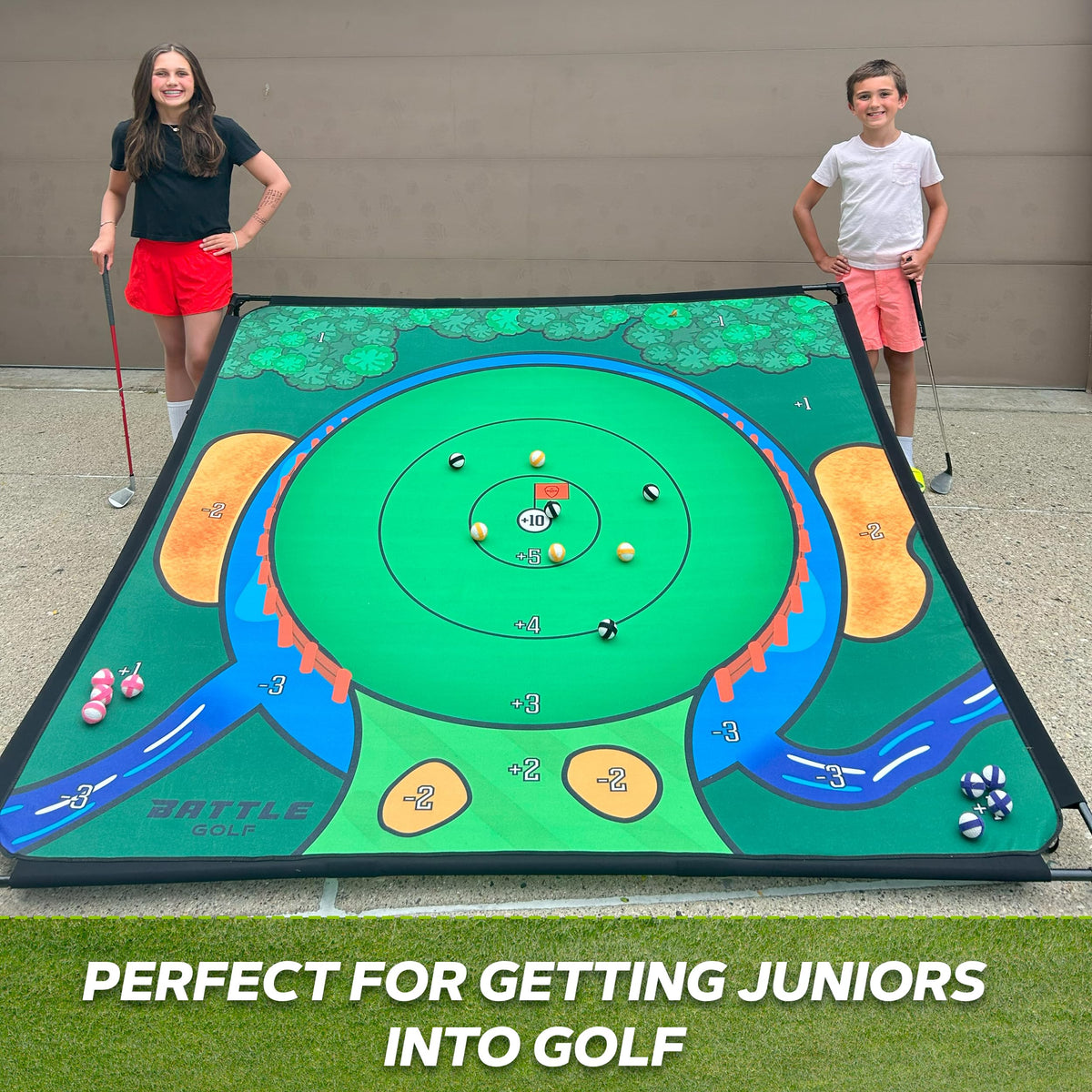 Battle Golf chipping setup laid flat for chip practice