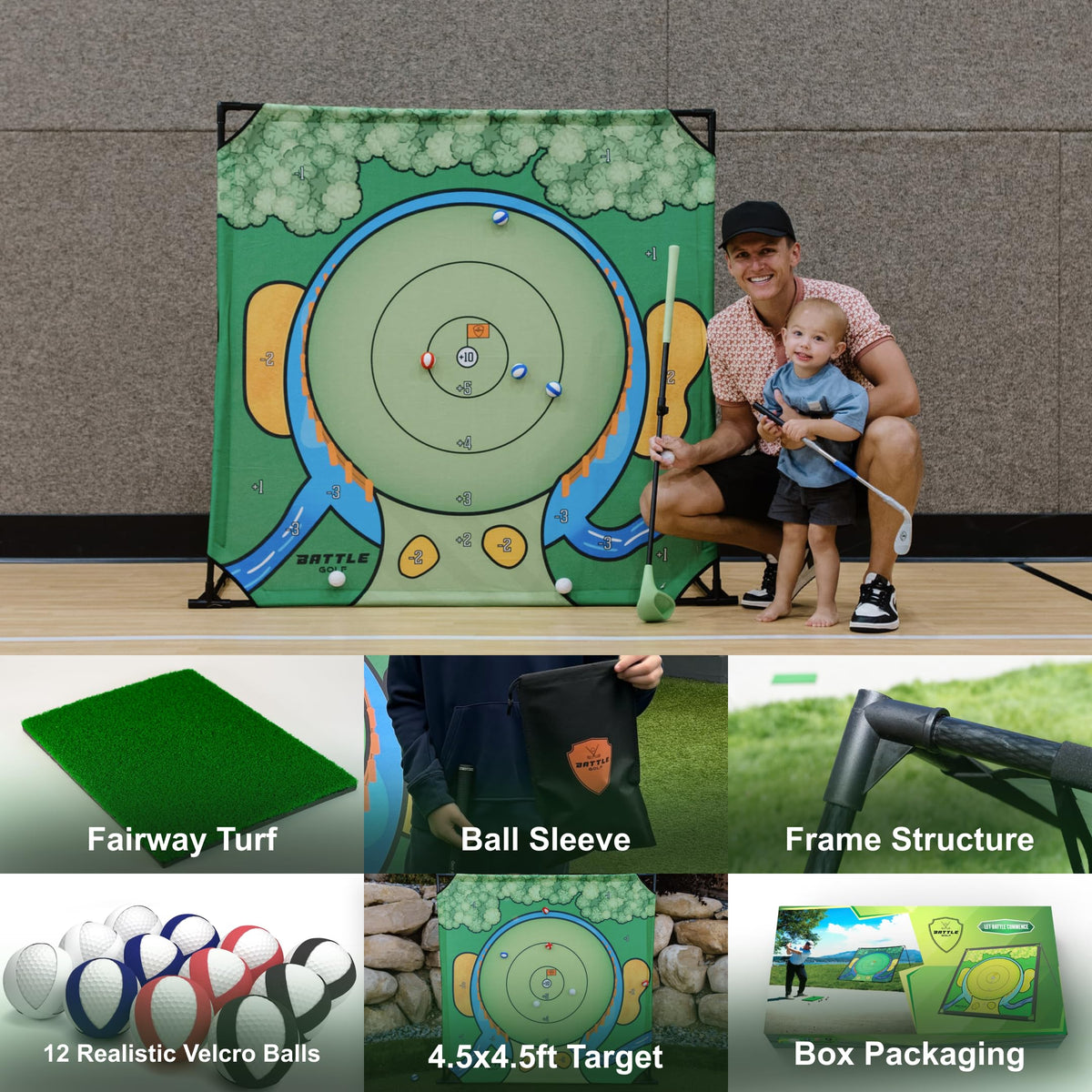 Battle Golf standard indoor set compact footprint fits small spaces for quick practice.