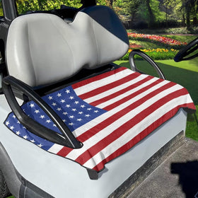 Baxinh American Flag seat cover on a club car for summer comfort