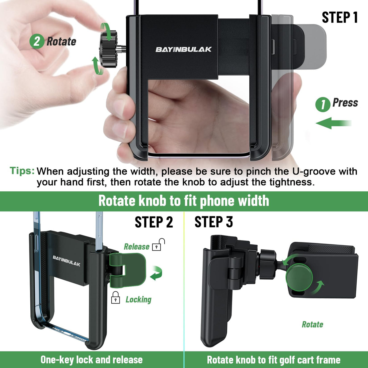 Stability base on square tubes keeps phone secure during bumpy rides