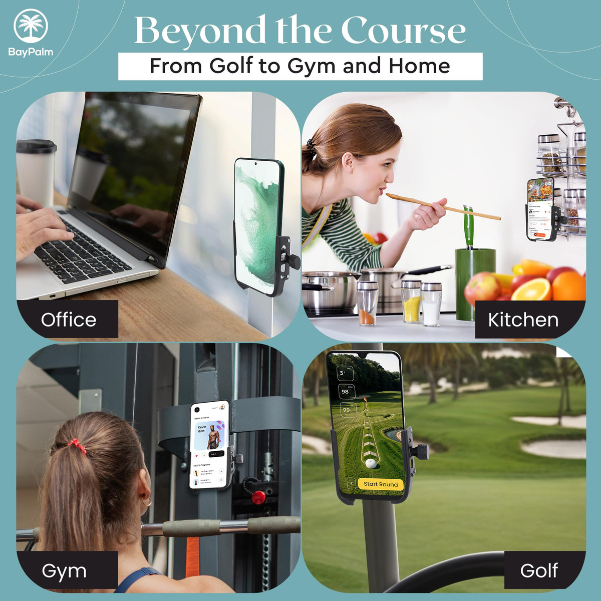 BayPalm EZGO Yamaha cart accessory, secure phone mount for cart rides.