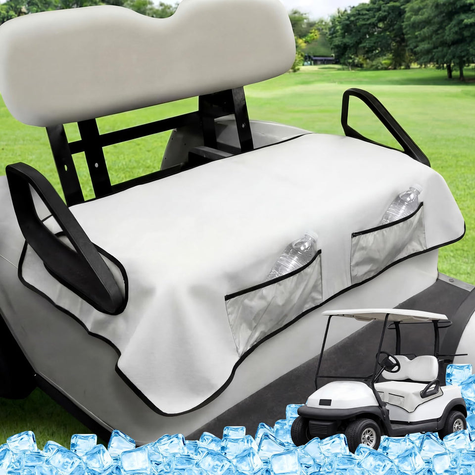 BBTO cooled seat cover for 49x29 two-seater golf carts keeps seats cool and dry.