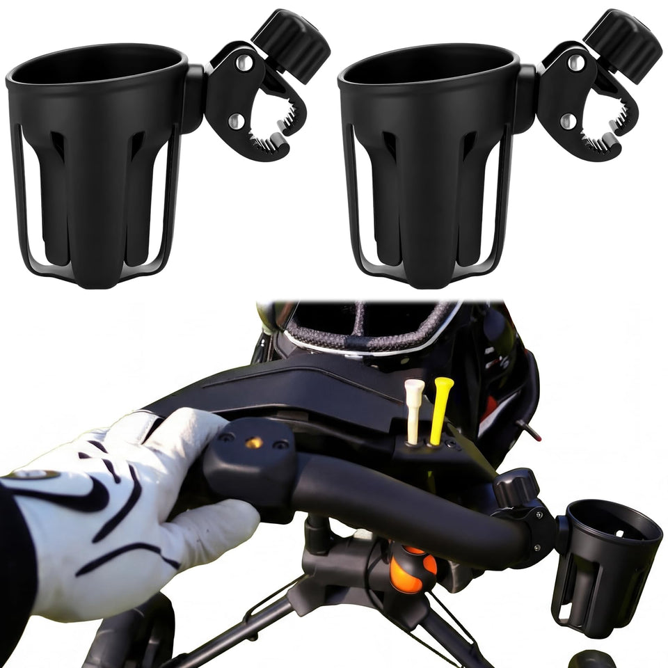 BBTO golf push cart cup holder with clip-on design for easy attachment