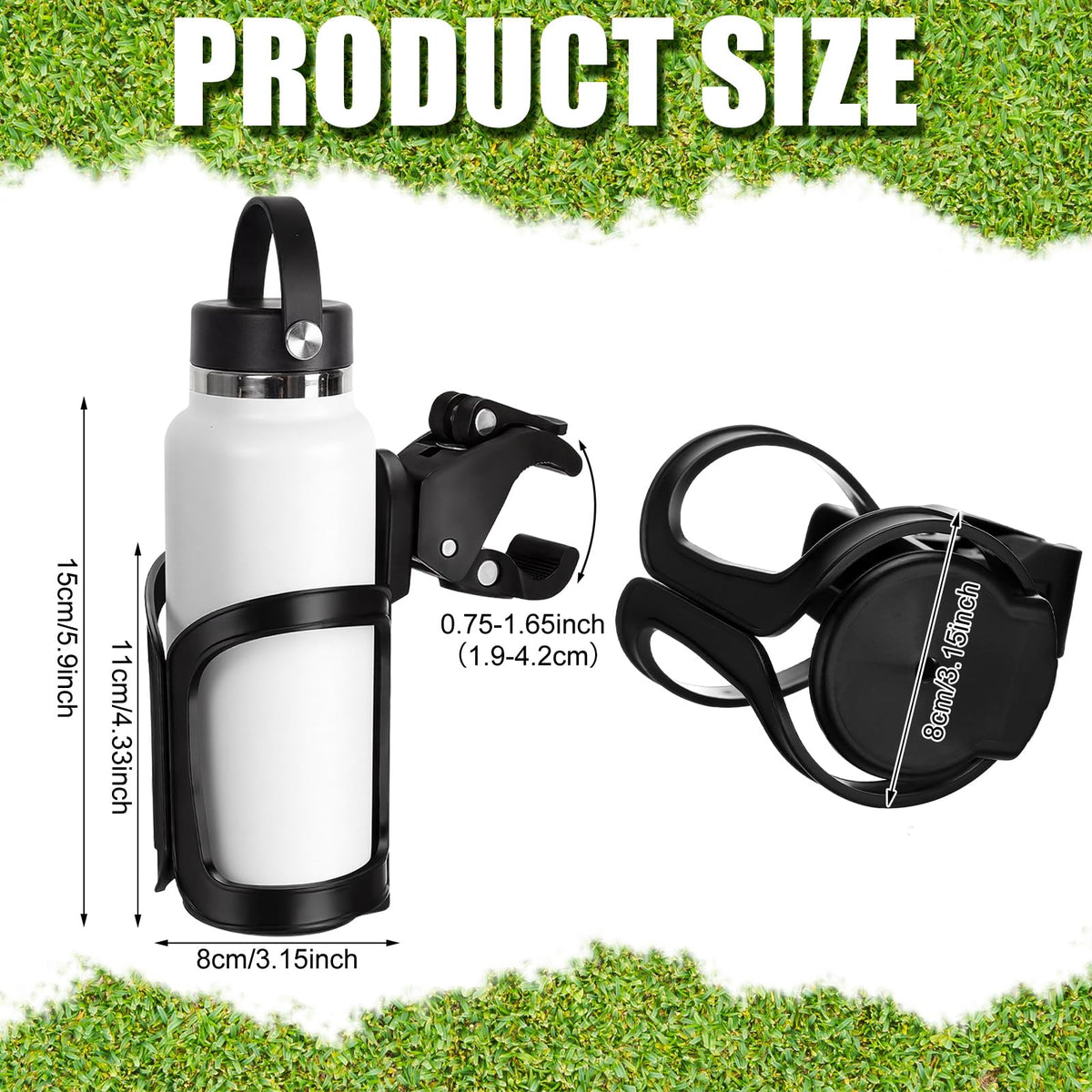 BBTO secure bottle holder with ABS plastic and rubber grip stabilizes bottles on rough terrain.