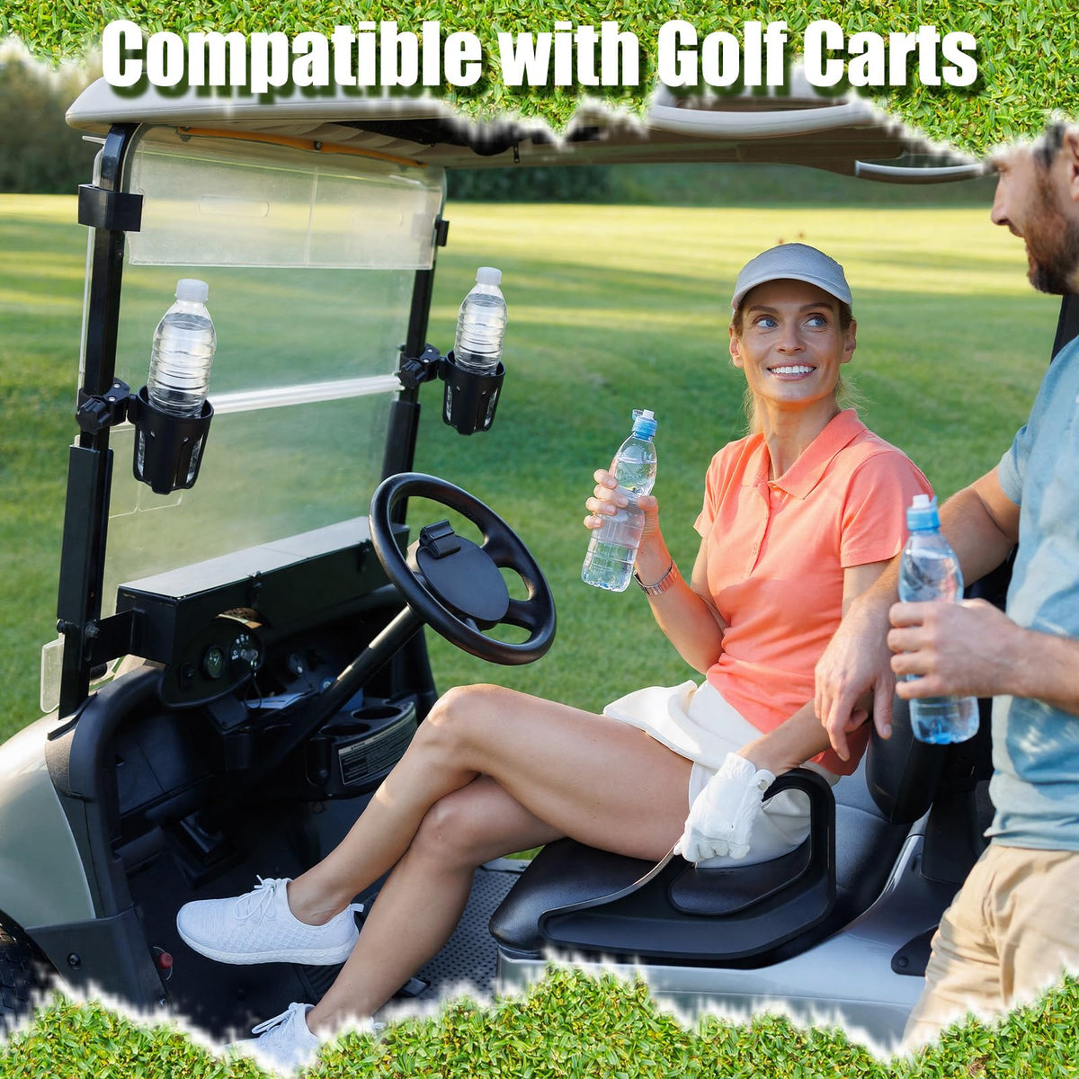 BBTO two-pack golf cup holders ready for carts, strollers, bikes