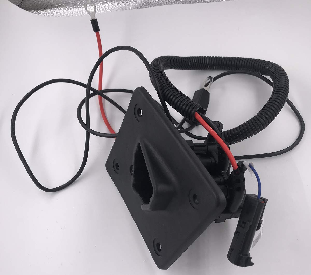 BeAcc Delta-Q charger receptacle installation for EZ-GO RXV simplifies wiring.