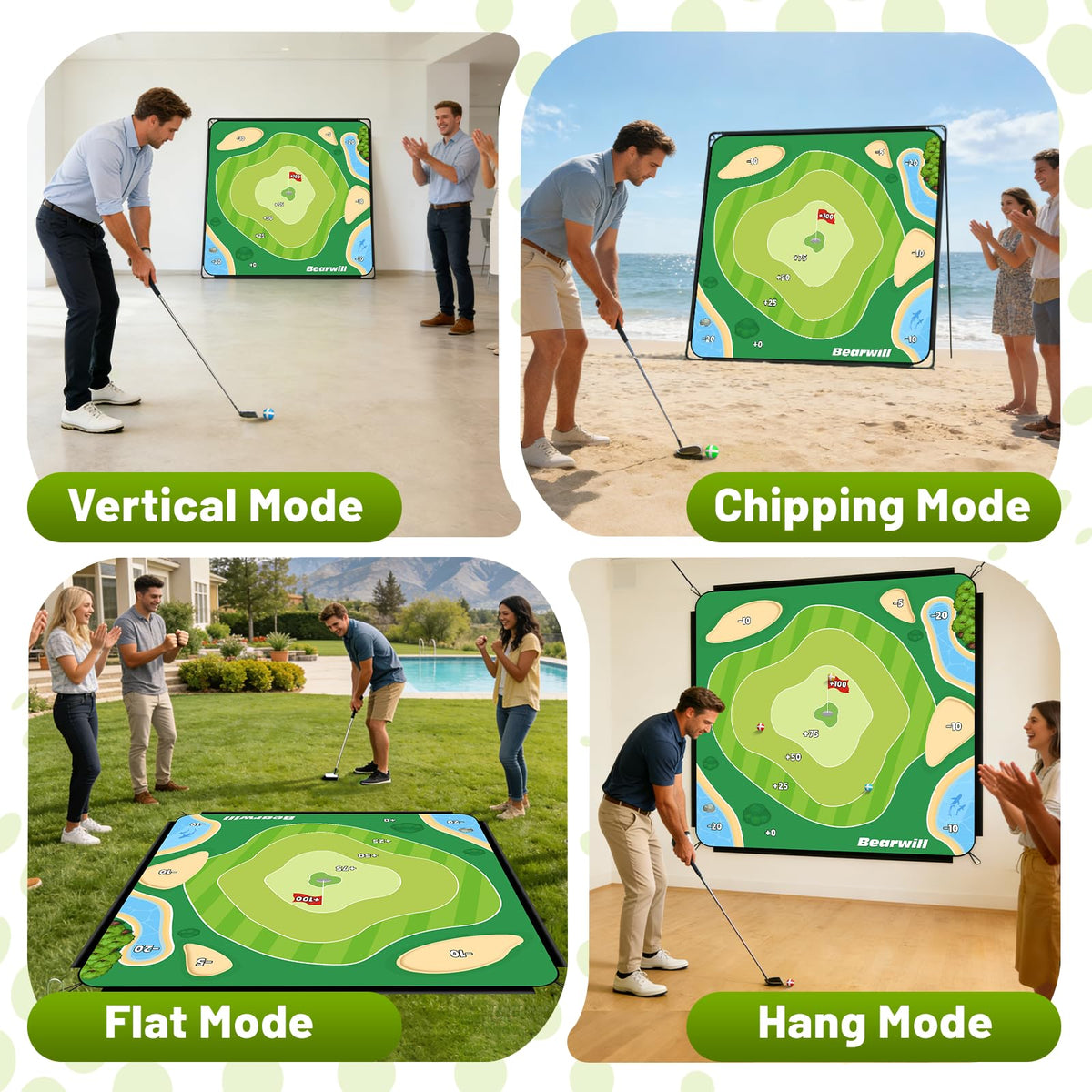 Bearwill Golf Chipping Game indoor outdoor setup modes for versatile play