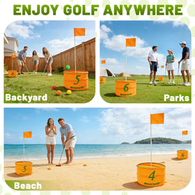 Bearwill pop-up holes and tees enable quick backyard setups.