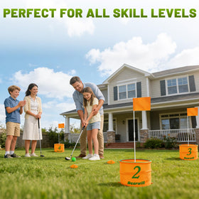 Bearwill portable golf game fits into a compact carry bag for on-the-go play.