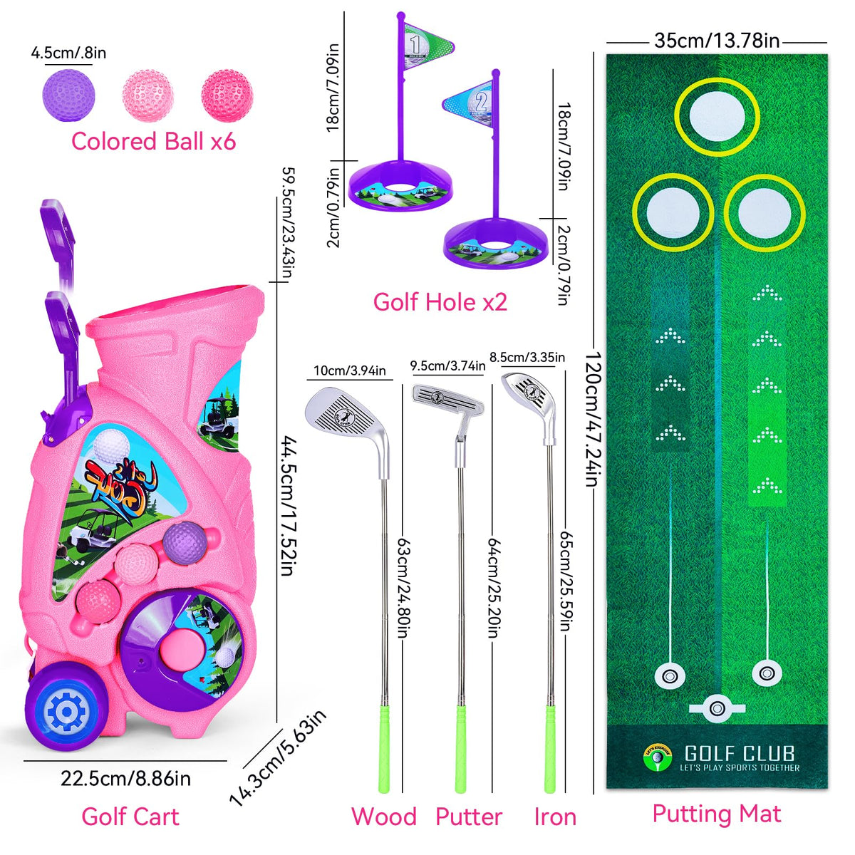 Beautiq toddler golf set designed for ages 2-5 beginner players