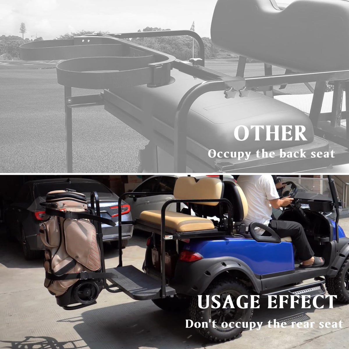 Beefento compatible with EZGO, Yamaha, and Club Car rear bars shown.
