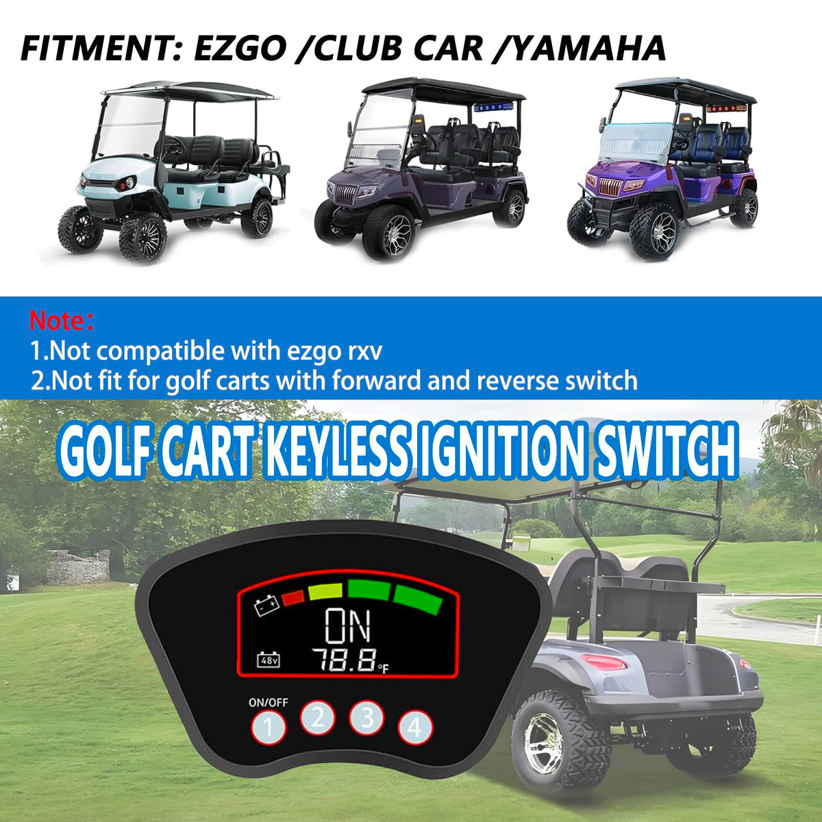 Beefento golf cart battery level display helps monitor charge at a glance.