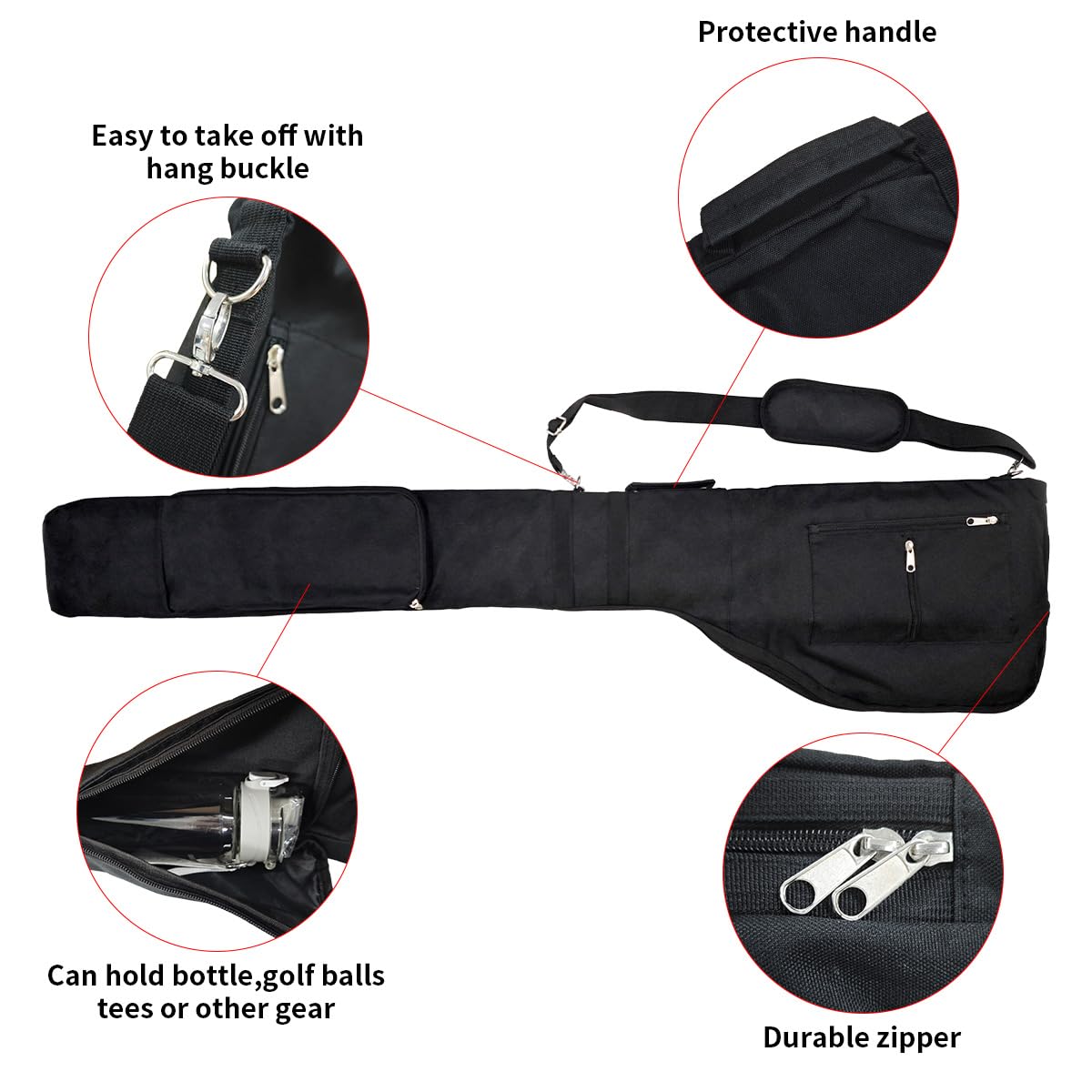 Bejetca Sunday Golf Bag waterproof fabric protects clubs in rain.