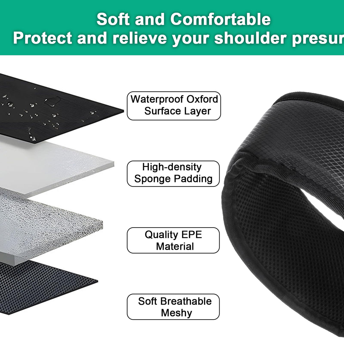 Bekith double shoulder strap with thick padding eases shoulder fatigue.
