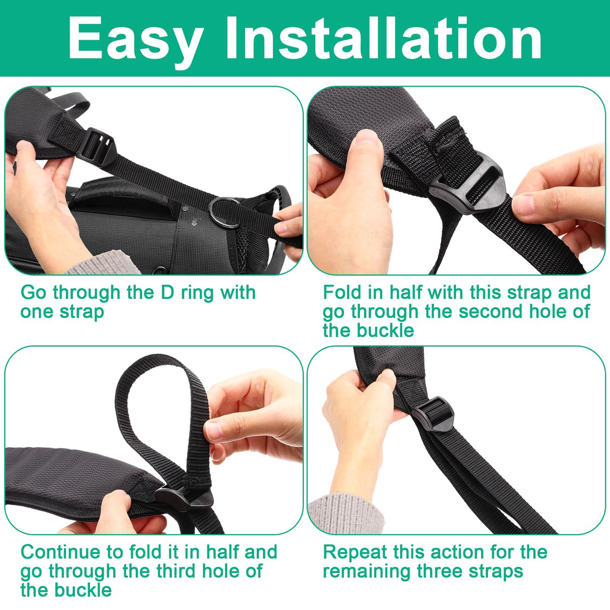 Bekith strap installation is quick and tool-free.