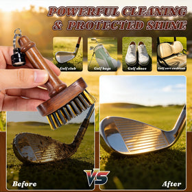 Belongtous Walnut Mini Golf Brush carabiner clip secures to bag