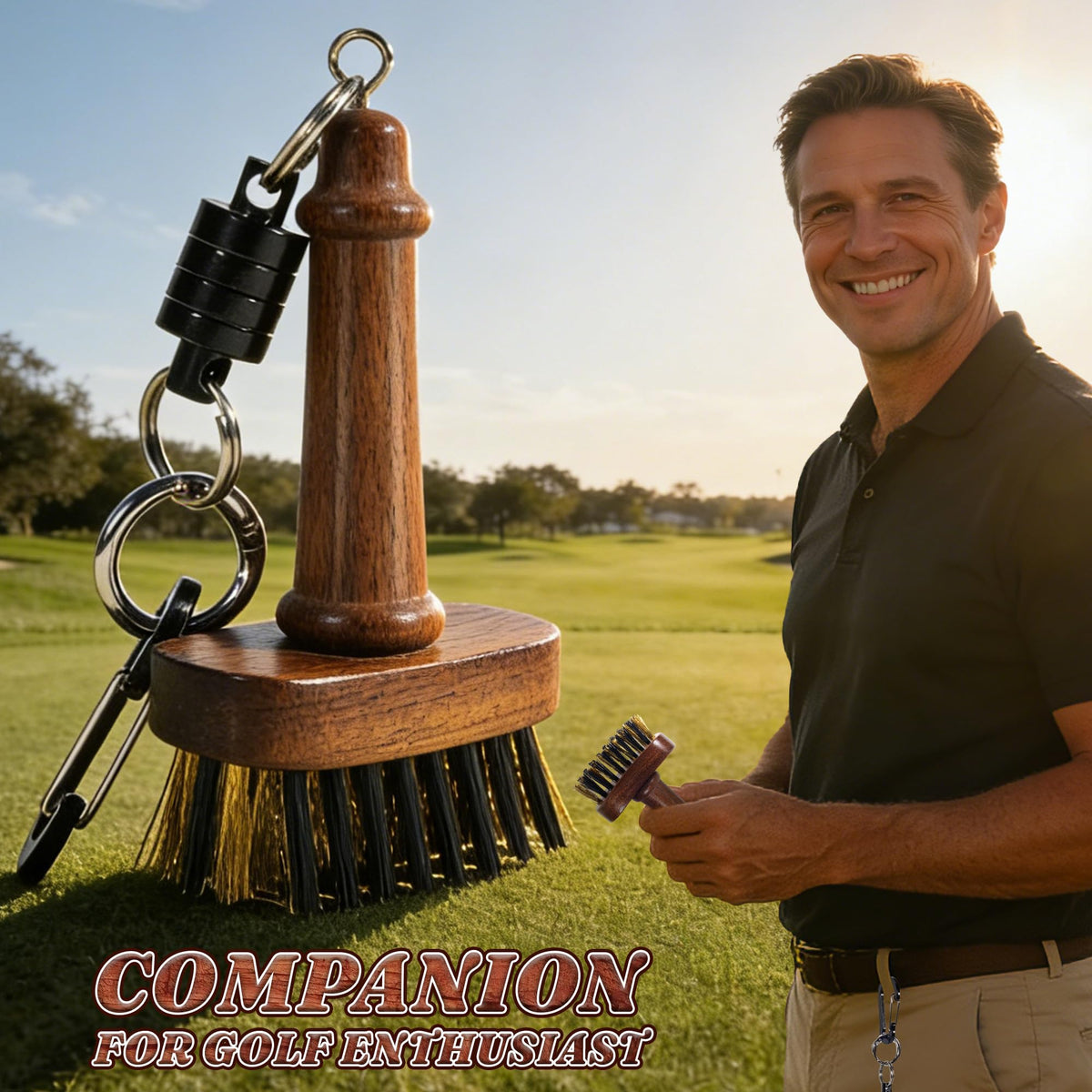 Belongtous Walnut Mini Golf Brush gift-ready box appeals to golfers