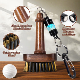 Belongtous Walnut Mini Golf Brush magnetic lanyard keeps it handy mid-round