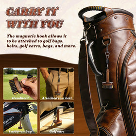 Belongtous Walnut Mini Golf Brush multi-use design cleans irons, woods, shoes
