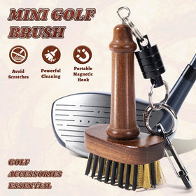 Belongtous Walnut Mini Golf Brush nylon-brass bristle cleans grooves without scratching