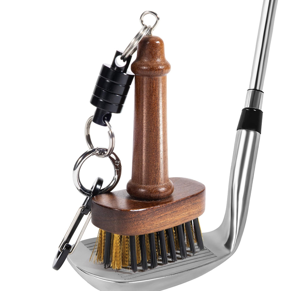 Belongtous Walnut Mini Golf Brush with walnut wood handle offering premium grip
