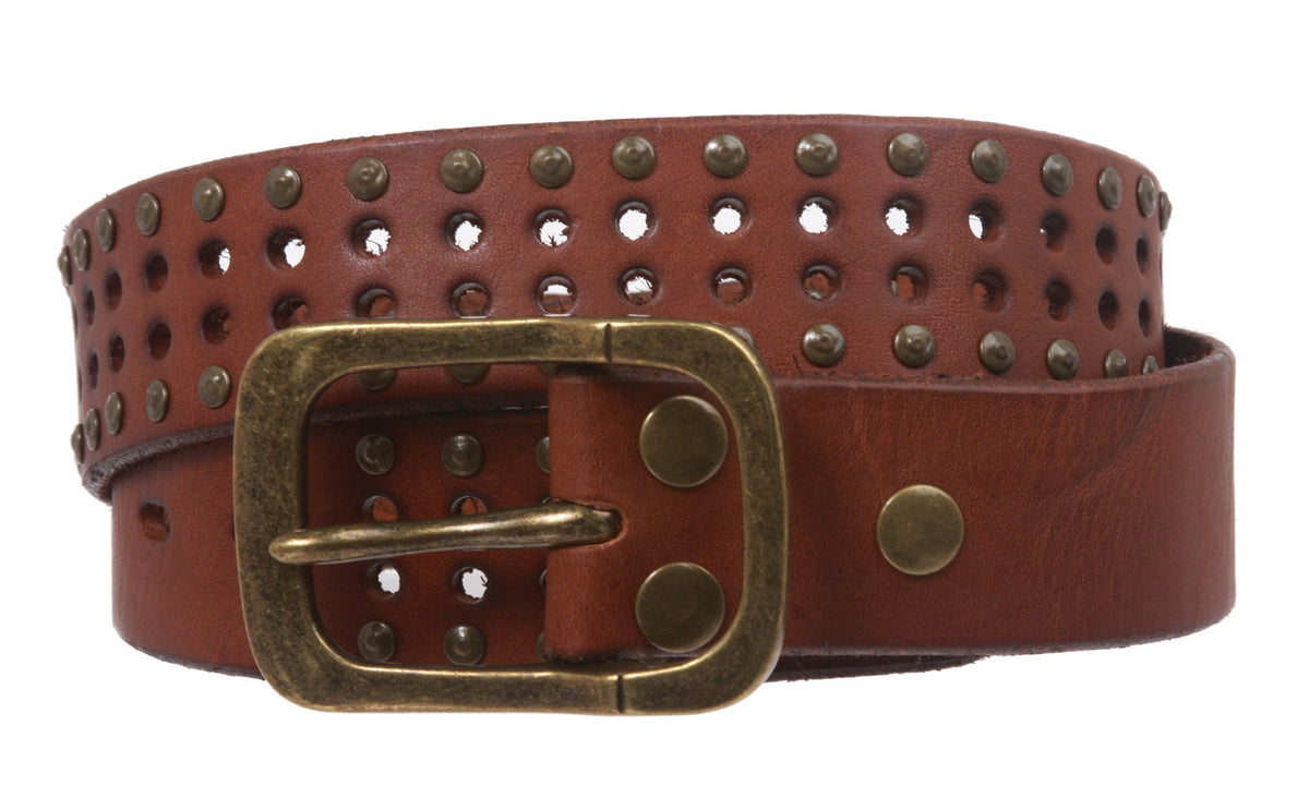 Beltiscool studded leather belt edges highlight craftsmanship for versatile outfits