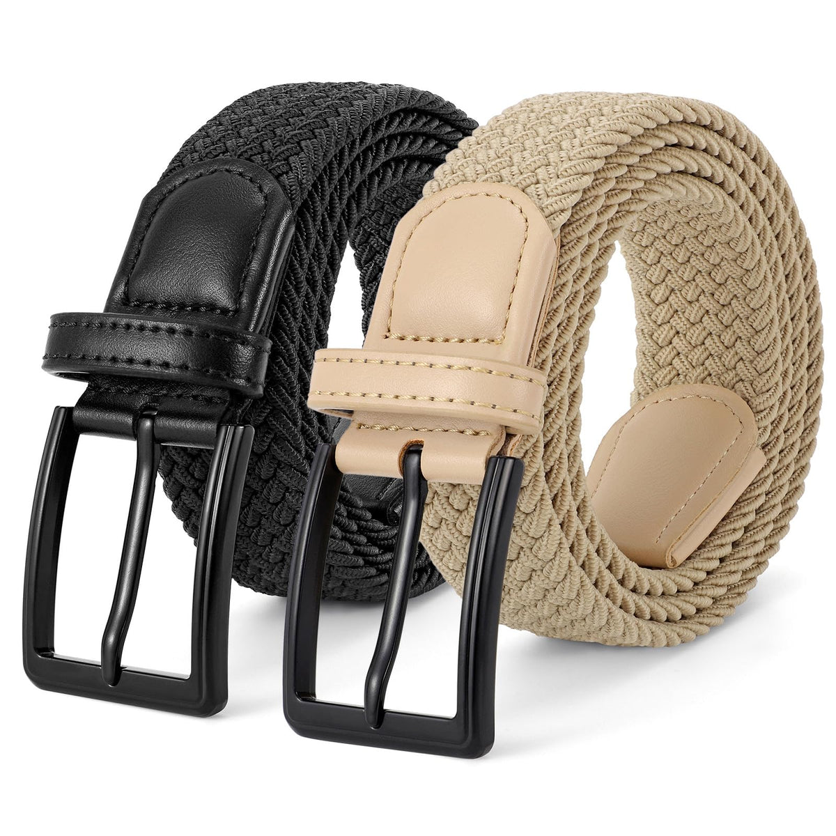 BELTROAD 2-pack elastic braided belt, front view, versatile for golf and everyday outfits.