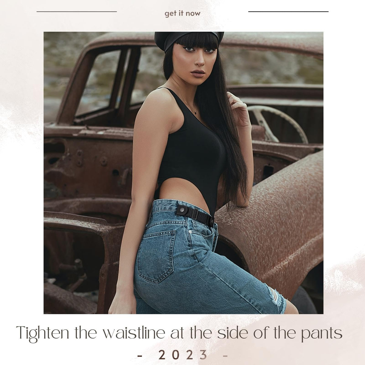 BELTROAD adjustable elastic belt adapts to waist for comfort.