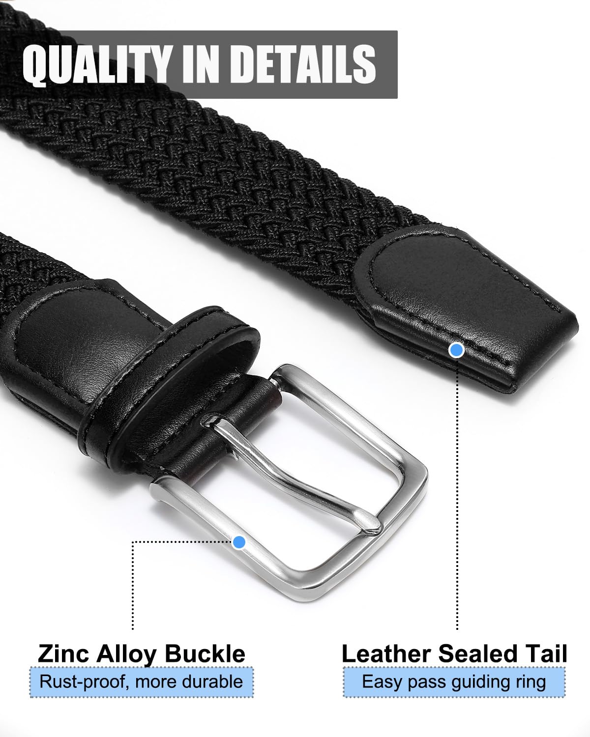 BELTROAD casual belt paired with pants, jeans, or shorts for versatile outfits.