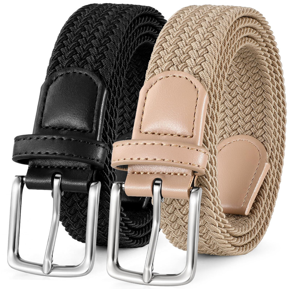 BELTROAD elastic braided belt for men with no-hole design for precise adjustment.