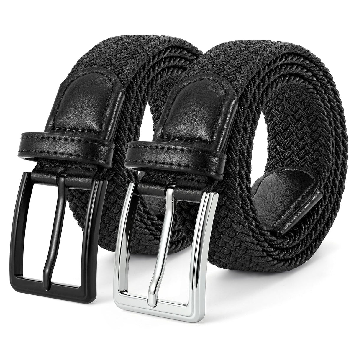 BELTROAD no-hole elastic braided belt close-up weave for unlimited adjustability.