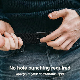 BELTROAD golf belt worn during a swing demonstrates secure fit and mobility.