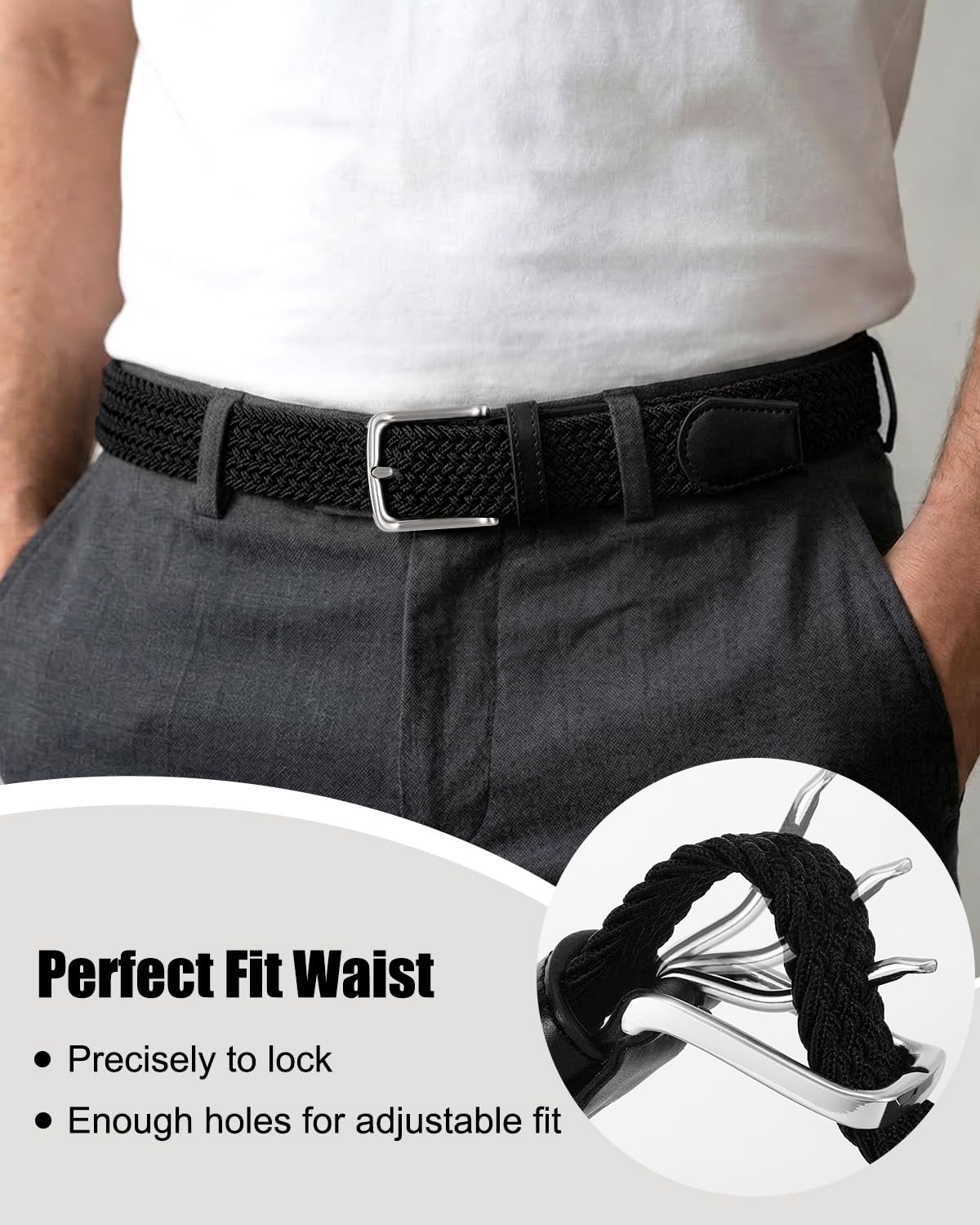 BELTROAD mens belt with zinc alloy buckle resists wear.