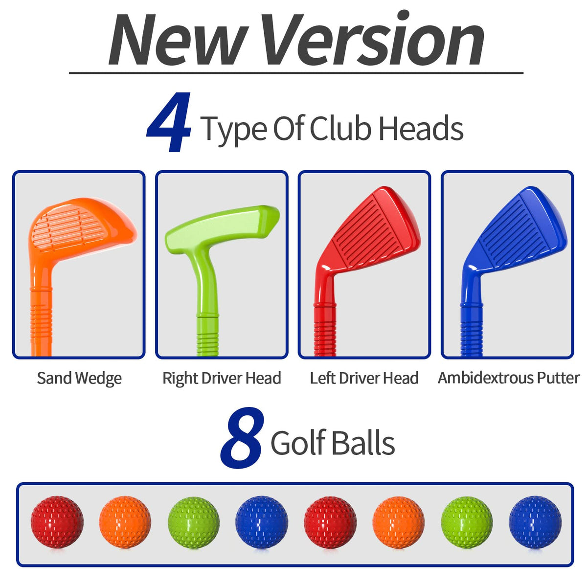 Bennol golf balls (8) for safe, kid-friendly practice sessions.