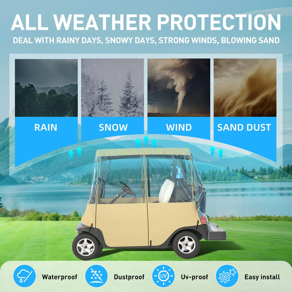 BENVOL 0.5mm clear PVC window offers visibility in wet weather