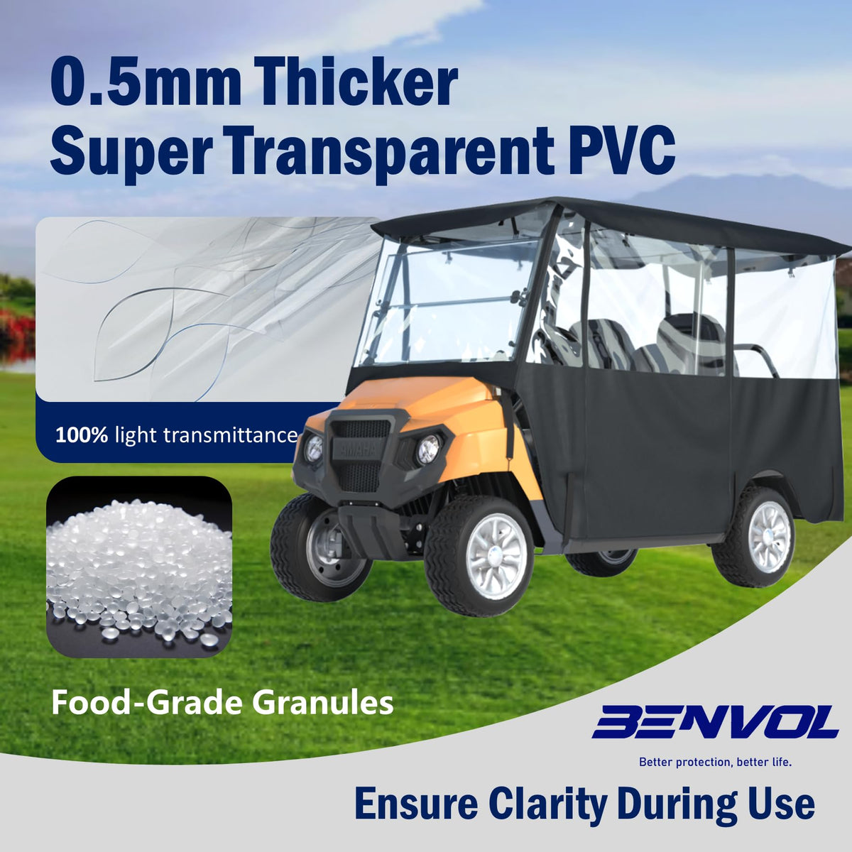 BENVOL drivable enclosure preserves mirrors and taillights for safe navigation.