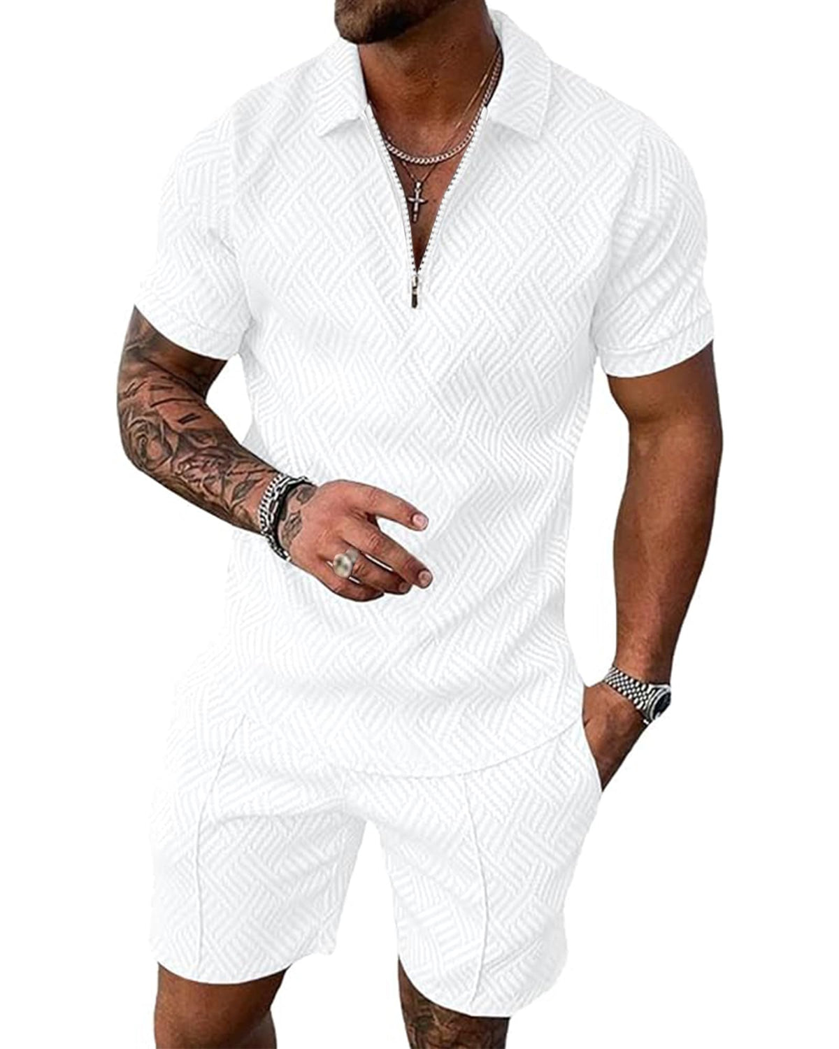 Beotyshow mens polo shirt and shorts set for casual summer comfort