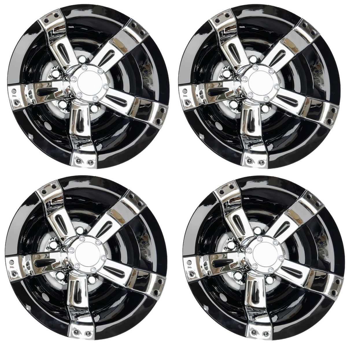 BestAccess 8-inch wheel covers with chrome spokes on EZGO cart for stylish upgrade