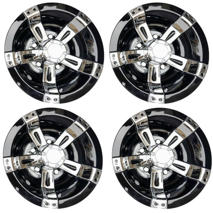 BestAccess 8-inch wheel covers with chrome spokes on EZGO cart for stylish upgrade