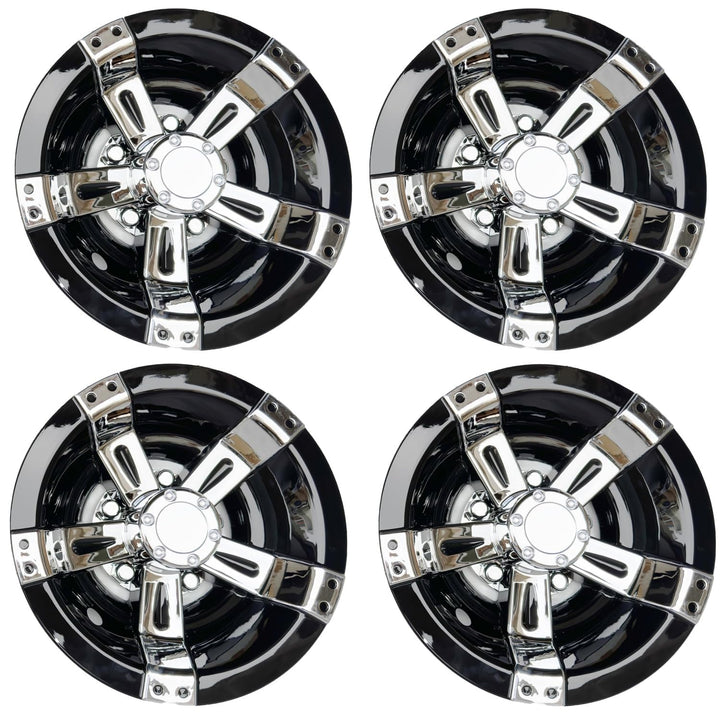 BestAccess 8-inch wheel covers with chrome spokes on EZGO cart for stylish upgrade