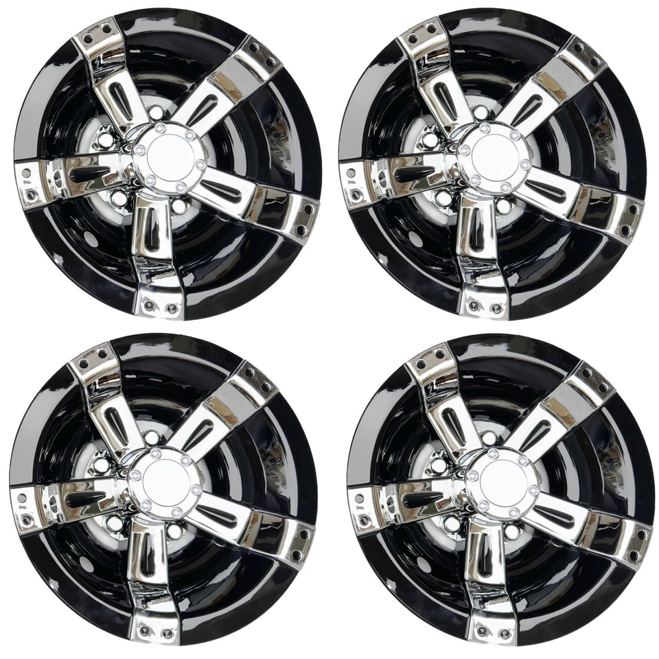 BestAccess 8-inch wheel covers with chrome spokes on EZGO cart for stylish upgrade