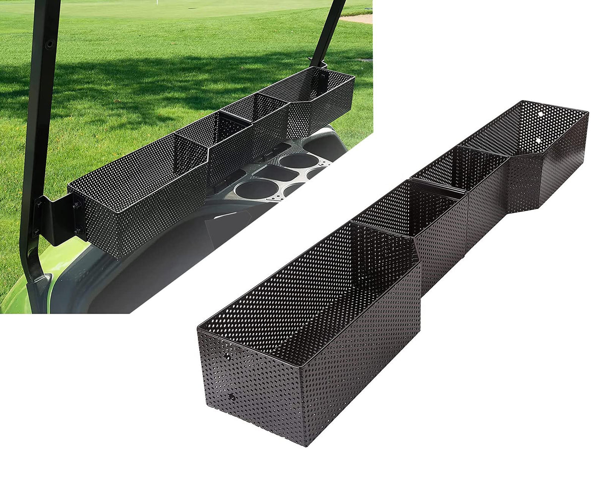 BestAccess front basket on Yamaha G29, adds extra storage.