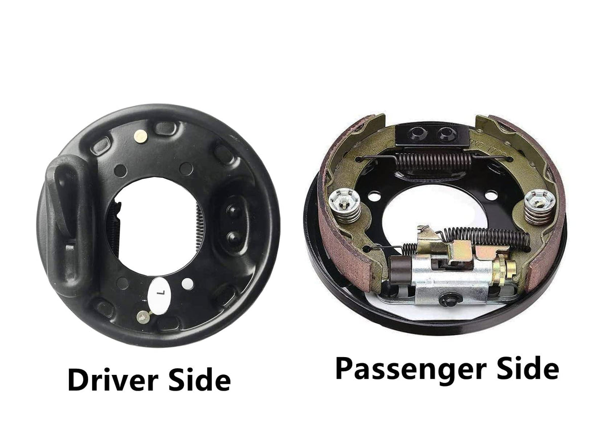 BestAccess EZGO brake assembly, passenger side view with included springs and shoes
