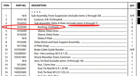 Installation-ready urethane bushings for Club Car DS front suspension.
