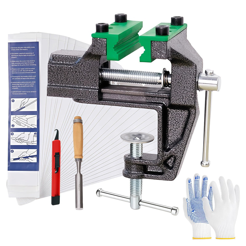 BEUTFQL Golf Grip Kit in action with no-drill table vise for easy regripping.