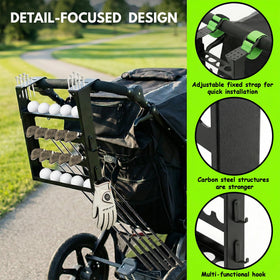 BEUTFQL Golf Rack on stroller offers reliable 12-club capacity for a full set.